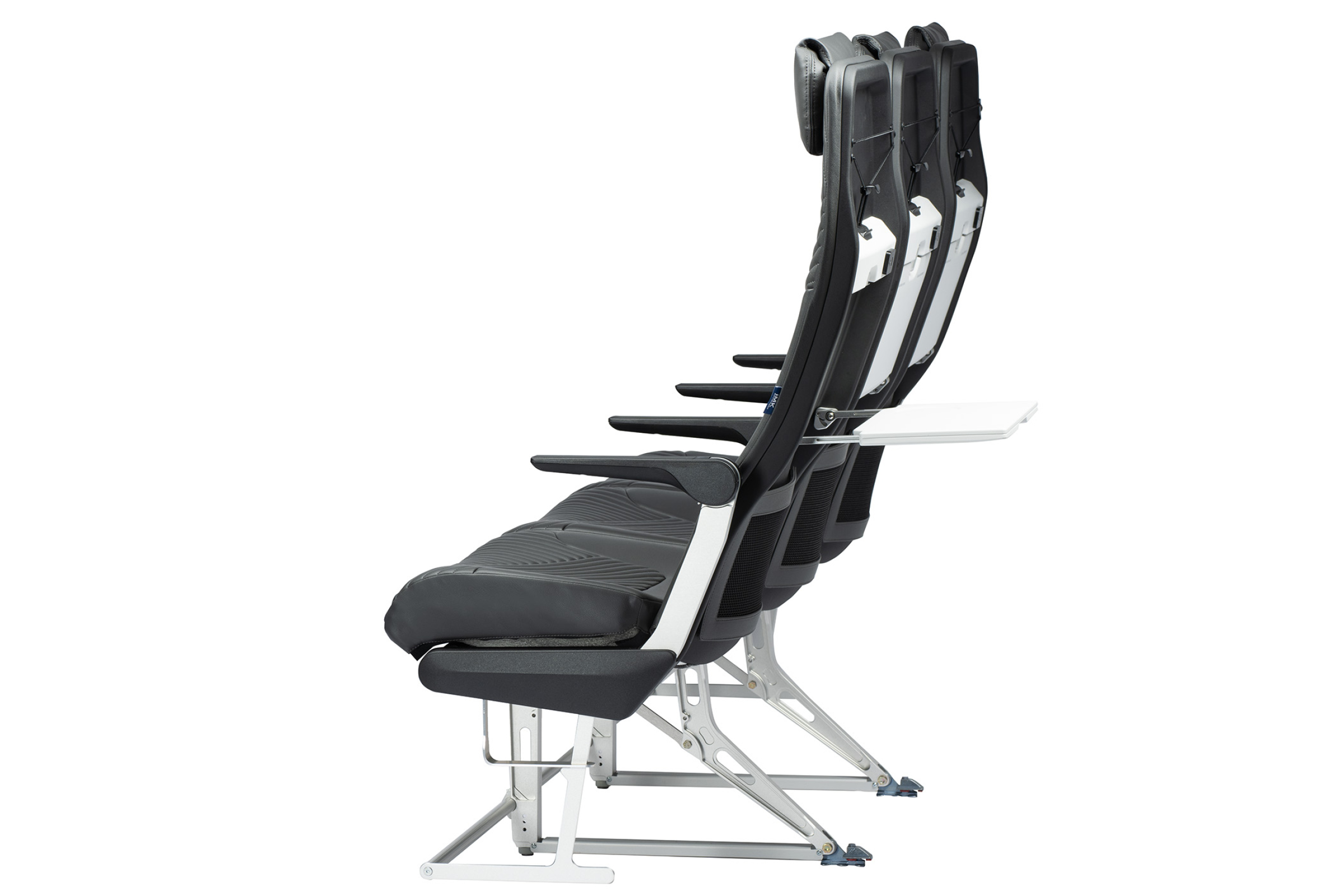 Kestrel aircraft seat with tray out by Mirus aircraft seating